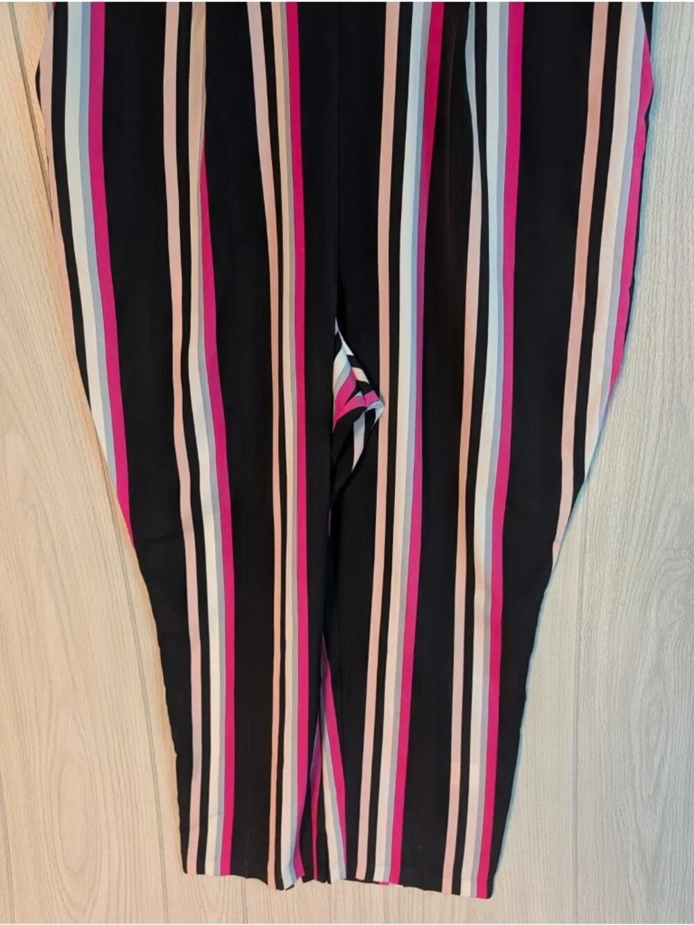Express NWT Black & White Vertical Striped Jumpsuit Wide Leg XL Cropped